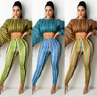 autumn women two piece set striped drawstring shirt and long pants streetwear tracksuit matching set for women outfit
