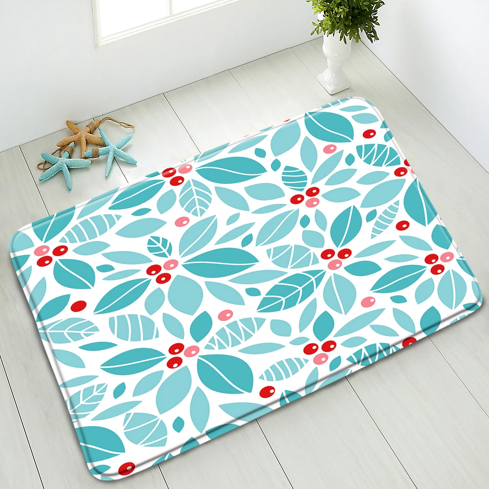 Противоскользящий коврик для ванной фланелевый впитывающий ковер с зелеными