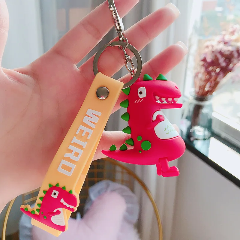Чистая красная тенденция эпоксидный маленький брелок для ключей динозавры милый