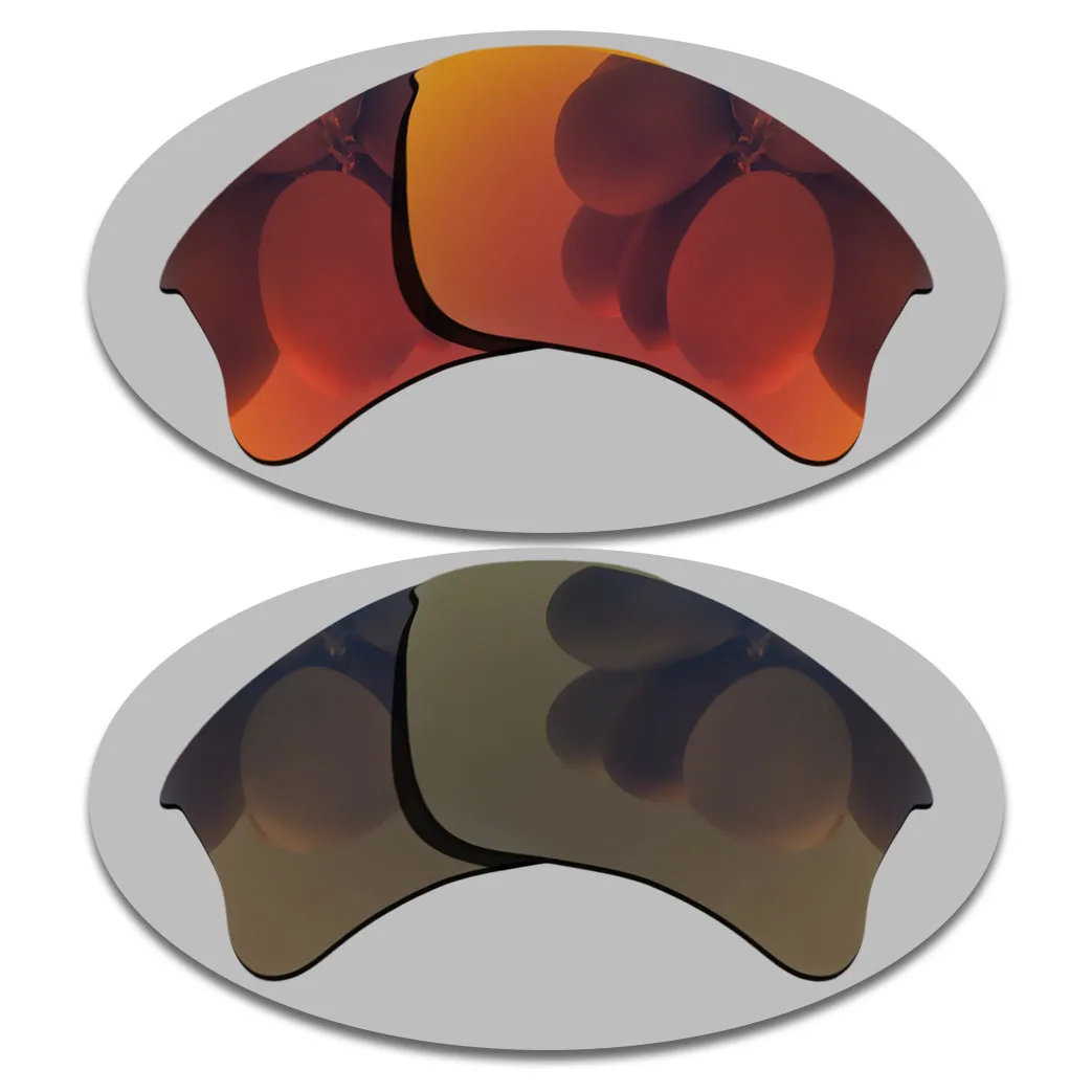 

(Bronze Gold+Orange Red Mirrored Coating) 2-Pairs Polarized Replacement Lenses for Flak Jacket XLJ 100% UVA & UVB Protection