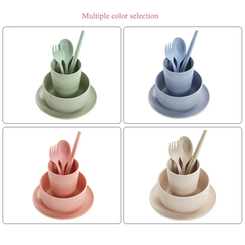 Набор детской посуды 6 шт./компл. столовая посуда из пшеничной соломы бытовые