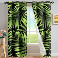 TOADDMOS Tropical Palm Tree Printed Thermal Insulated Grommet Drapes Green Soundproof European Style Window Blackout Curtains