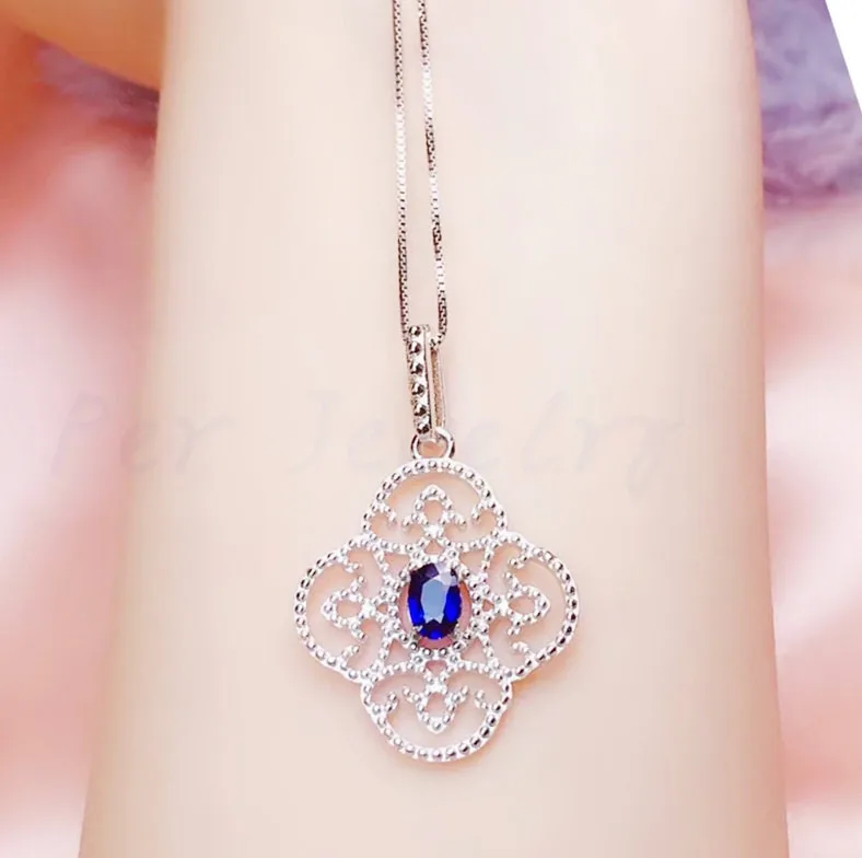 Натуральный настоящий сапфировый кулон бесплатная доставка серебро 925 пробы 0.6ct