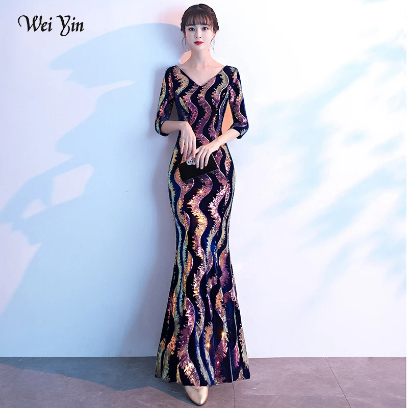 Wei yin AE0261 Robe De Soiree новый стиль Роскошные вечерние платья с коротким рукавом 2020