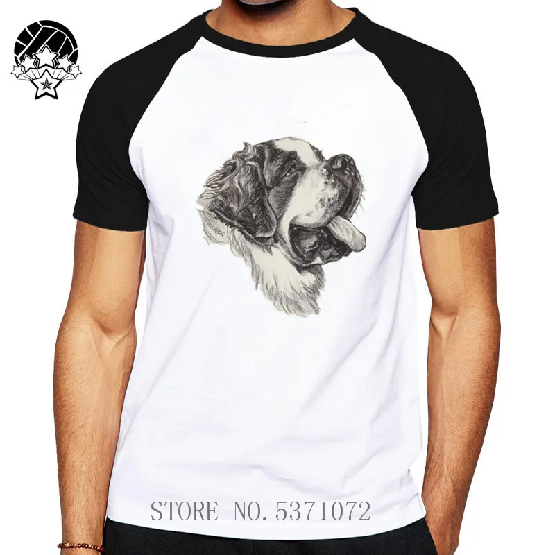 Мужская забавная черная футболка с рисунком собаки Святого Бернара Реалистичная