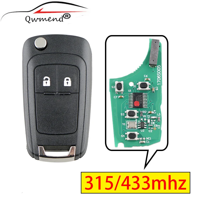 

2/3/4/5 Buttons Remote Car Key for OPEL/VAUXHALL Astra J Corsa E Insignia Zafira C Smart Flip Key Car 315/433mhz ID46 Chip