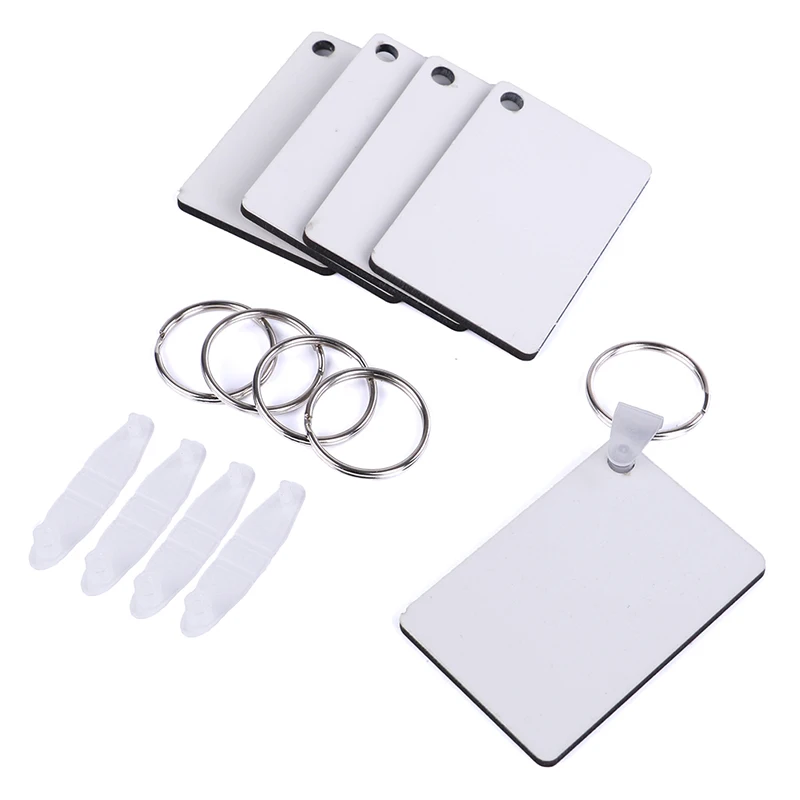 10PCS Wood Painting Key Ring Craft DIY Accessories Gift Rectangle White MDF Board Sublimation Printing Chains | Автомобили и