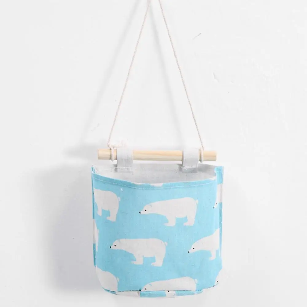 Blue bear Настенная сумка для хранения из хлопка и льна, подвесная сумка для хранения, настенная сумка для хранения, настенная сумка для хранения косметических игрушек - Цвет: Blue bear