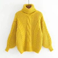 turtleneck sweater womens autumn winter pullover high elasticity knitted casual twist warm sweaters long sleeve yellow sweater