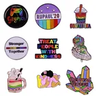 Отличное Качество Радужный Флаг сильнее вместе лесбийские бисексуал ЛГБТ шпильки кошка Единорог эмалированные металлические значки броши на лацкан