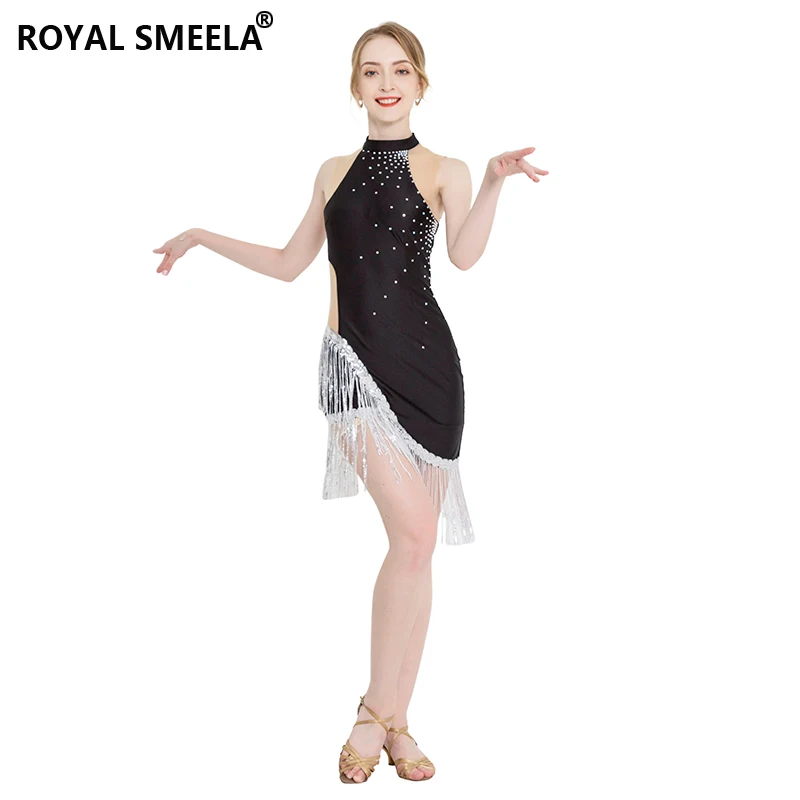

Latin Dance Dress Performance Dance Clothes Sequin Tassel Latin dress SleevelessLatin Cha Cha Samba Rumba Ballroom Dance Costume