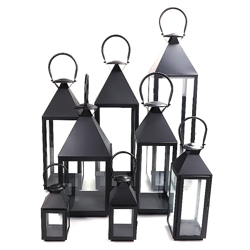 

Style iron lantern crafts candlestick metal glass products retro romantic creative candlestick decoration