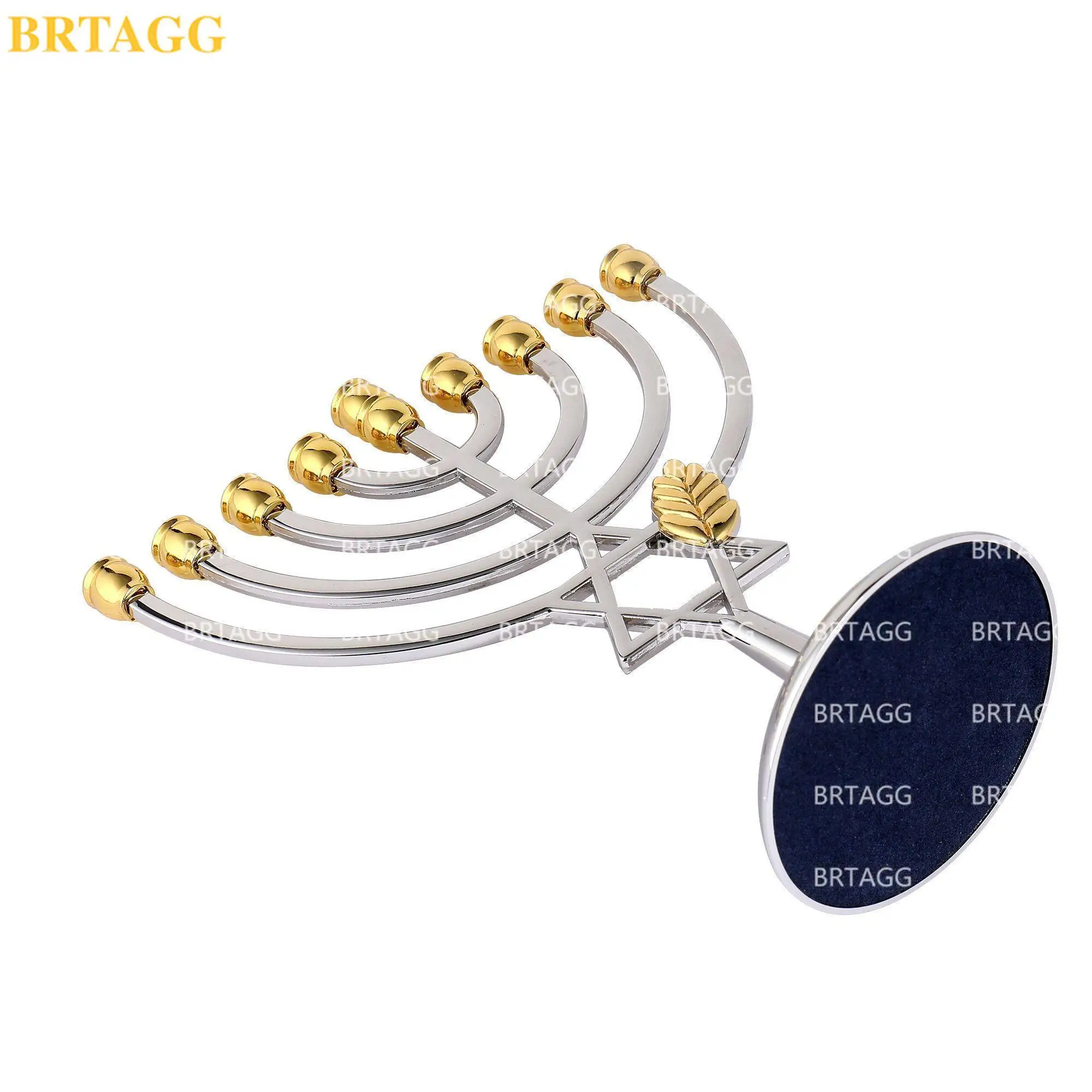 BRTAGG Menorah de Hanukkah, Menor&aacute;, candelabro juda&iacute;smo de 9 ramas, estrella de David, 17 cm, plateado-4