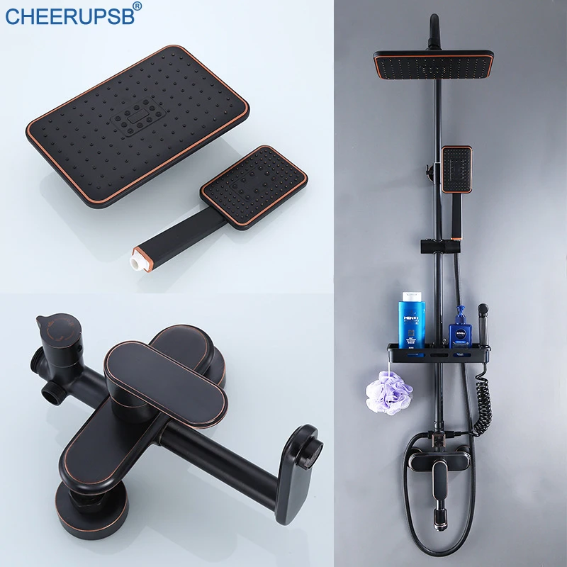 Ванная комната бронзовый черный душевой набор дождевая Квадратная тарелка