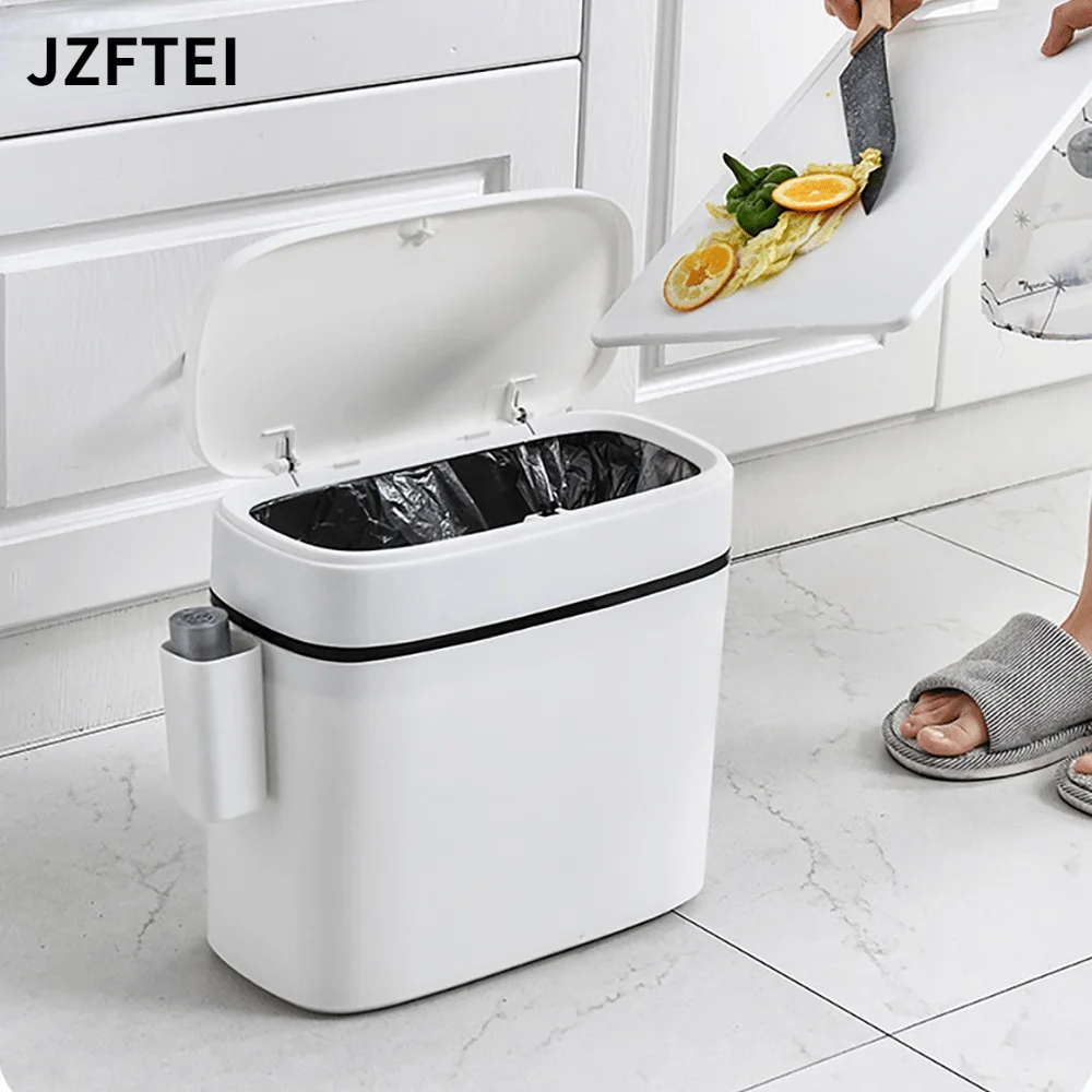 

12L Intelligent Press Type Dustbin Toilet Kitchen Household Storage Bin Toilet Slit Waterproof Dustbin Hanging Trash Bag Holder