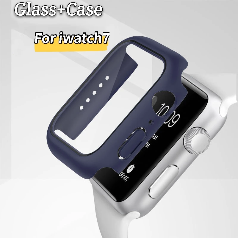 

Glass+Cover For Apple Watch Series 7 41mm 45mm Shockproof Watch Accessories High Quality Waterproof Case