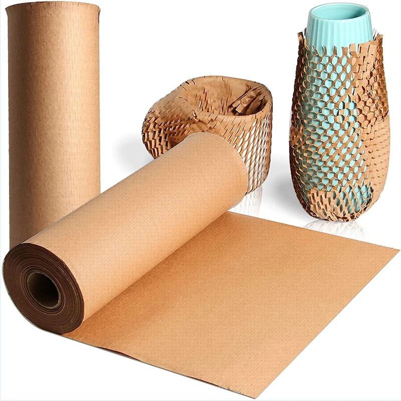 

50cmx100m Honeycomb Kraft Paper Honeycomb Cushioning Craft Film Wrap Filling Buffer Degradable Protective Packaging Logistics
