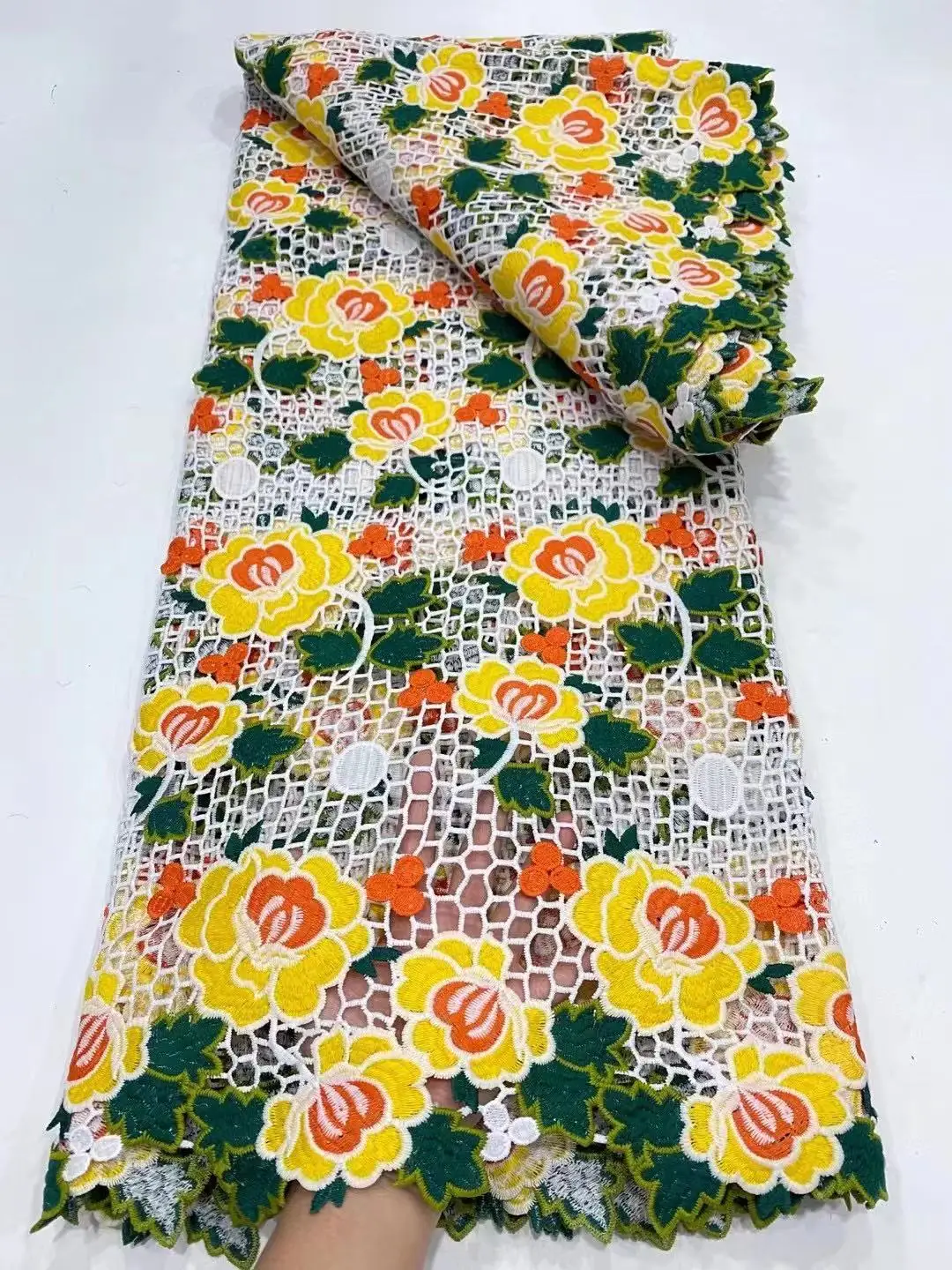 

Африканский шнур, кружевная ткань, качество, Водорастворимая, модная, красочная вышивка, Нигерия, гипюр, ткань для женщин, свадебное платье