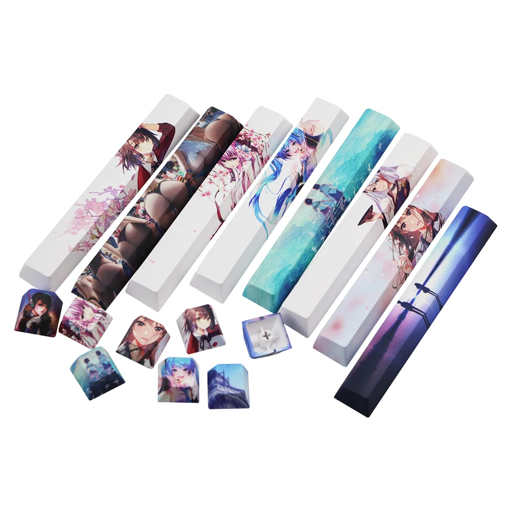 

Novelty allover dye subbed Keycaps spacebar pbt custom mechanical keyboard Keycap Hatsune cartoon beautiful girl Cherry Profile