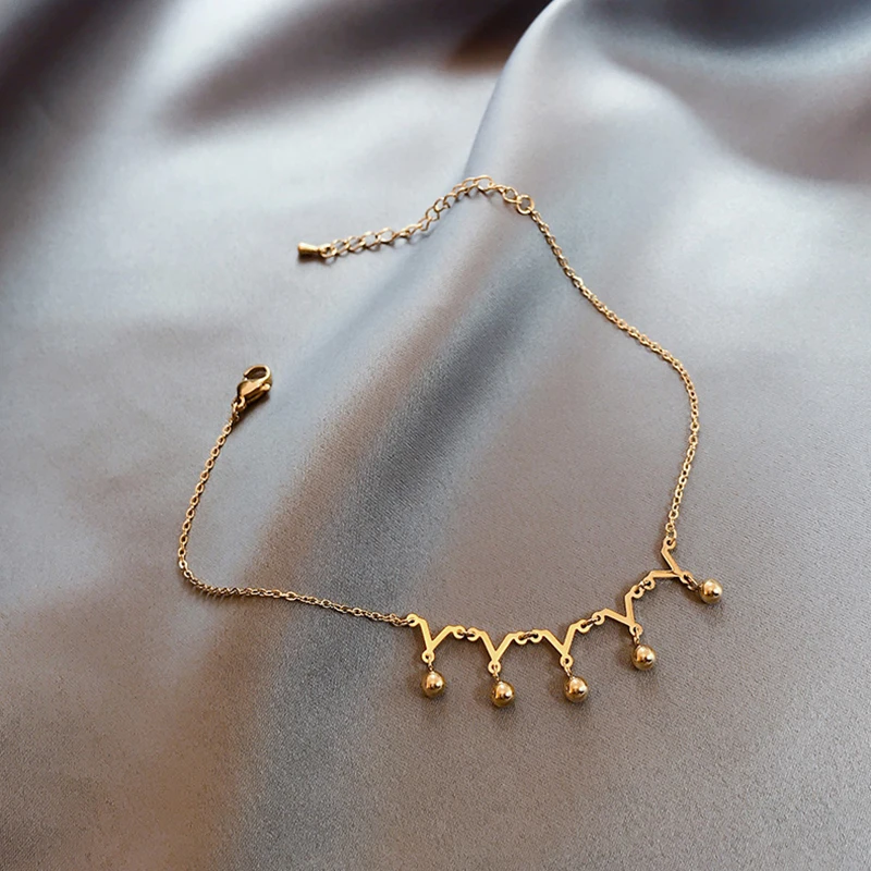 

YAOLOGE FASHION 316L Stainless Steel Gold Color Crown Anklets Foot Chain Anklets For Women 2021 Fashion Jewelry Tornozeleira