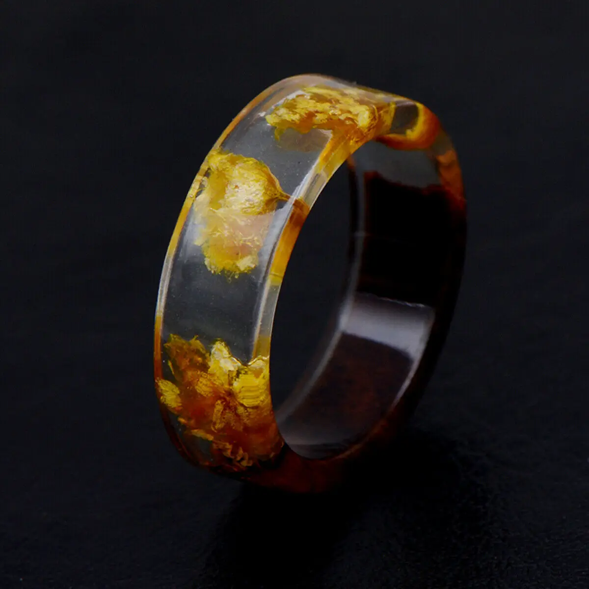 

5 colors DIY Dried Flowers Epoxy Ring Transparent Resin Ring Party Jewelry Cute Resin Rings For Women Romantic Gifts