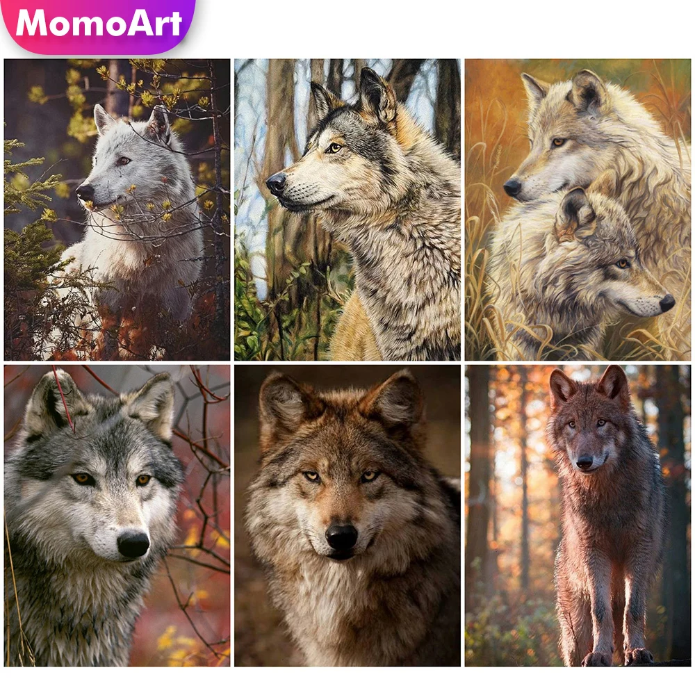 

MomoArt Алмазная вышивка Волк картина Стразы Бриллиантовая мозаичная фигурка животного полный дрель квадратная картина 5D DIY ручной работы хоб...