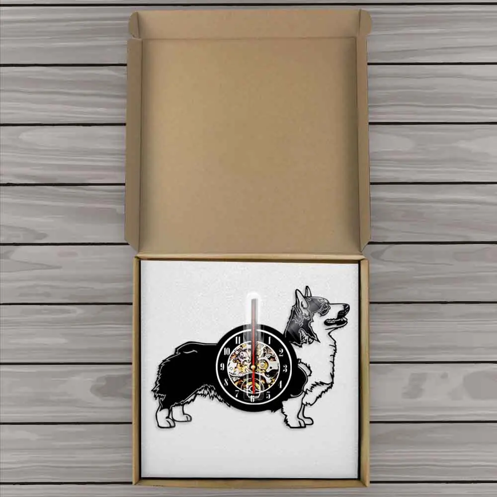

Cardigan Welsh Corgi Dog Wall Clock Creative Animal Puppy Vinyl Record Clock 12" Quartz Time Clocks Gift For Pet Lover