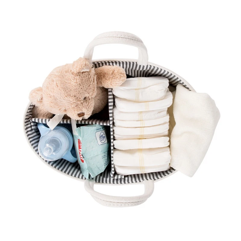 

Cotton Rope Baby Diaper Storage Bag Baby Large Size Diaper Caddy Changing Table Organiser Toy Storage Basket Car Organizer