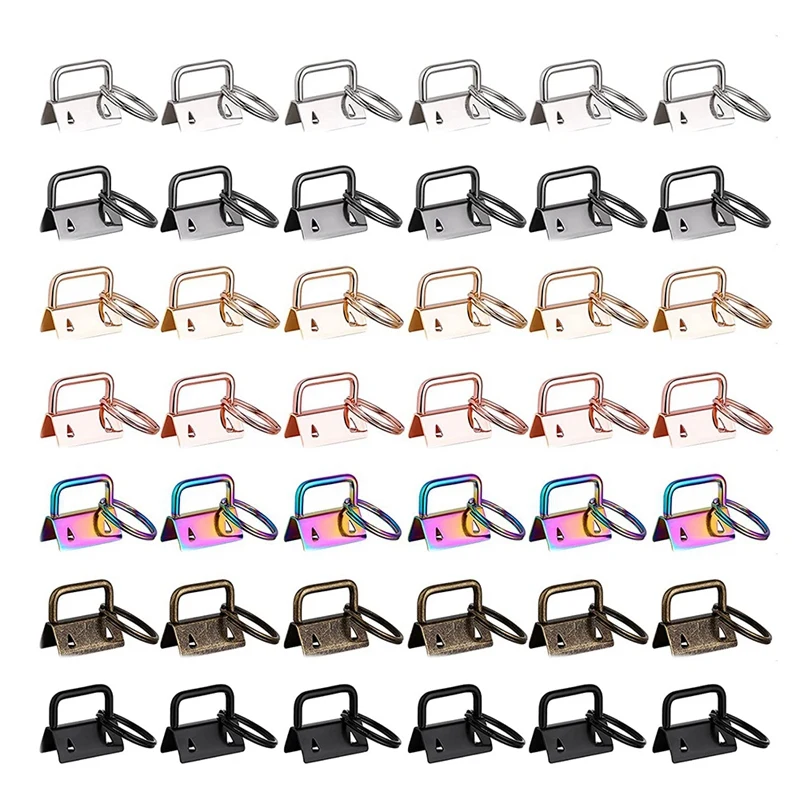 

Key Fob Hardware, 42PCS 1 Inch 7 Colors Keychain Hardware Set with Metal Ring for Key Chain Making Hardware Supplies,A