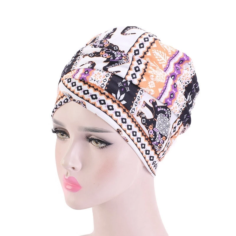 

National Style Printed Long Tail Hooded African Hat Fashion Headscarf Turban Headwrap Ethnic For Ladies Stretch Cotton New