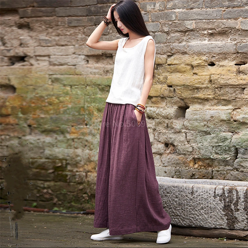 Пикантные свободные льняные штаны для йоги с широкими штанинами Женские