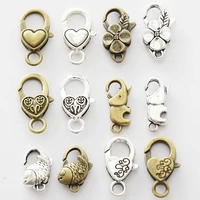 10pcs antique bronze alloy love heart lobster clasp hooks fit for diy making necklace bracelet jewelry chains connector findings
