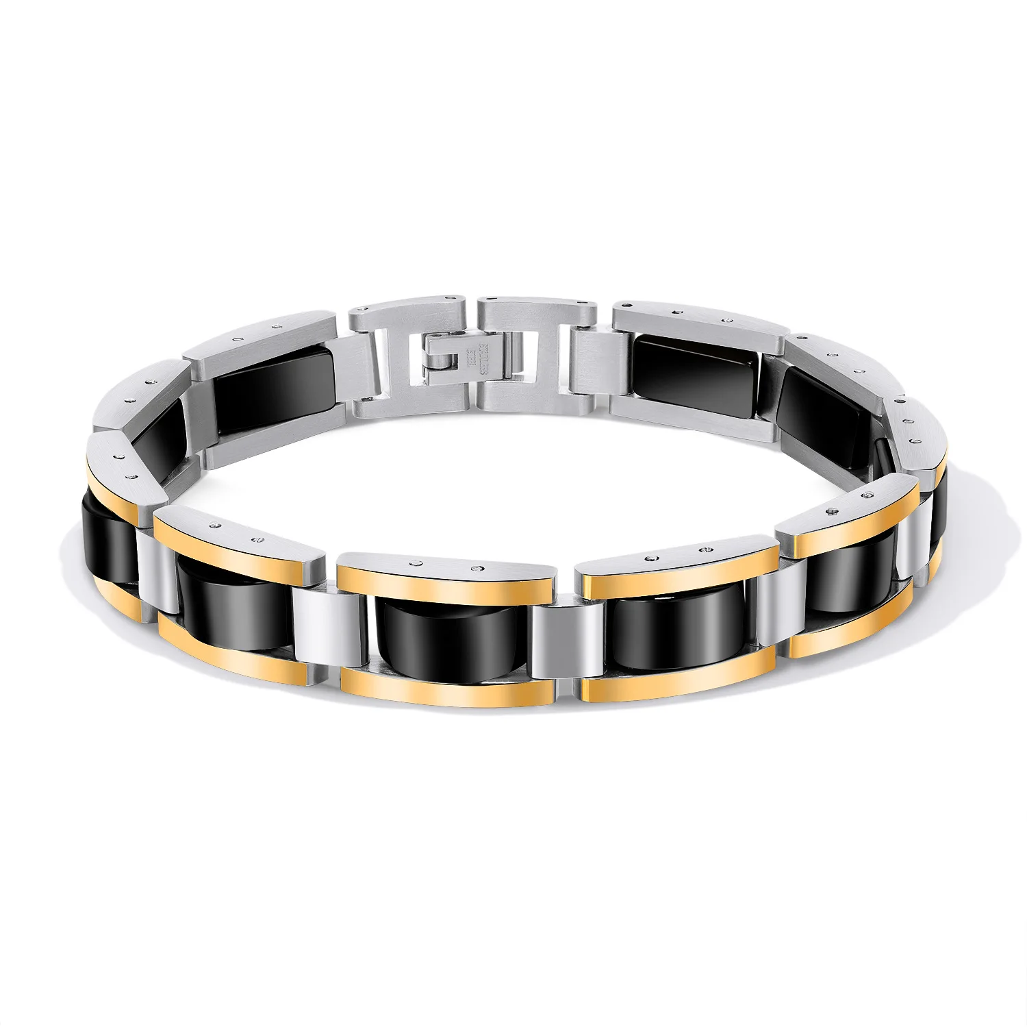 

Korean Classic Men's Stainless Steel Bracelet, Magnetic Trendy Healthy Black Magnet Bracelet Wholesale