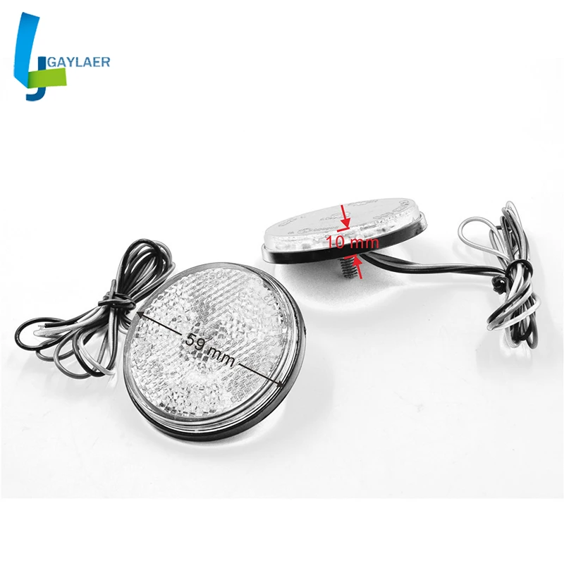 Pair 12V LED Motorcycle Round Reflector Tail Brake Turn Signal Lights Lamp Bulbs Stop Warning Light ATV Taillight |