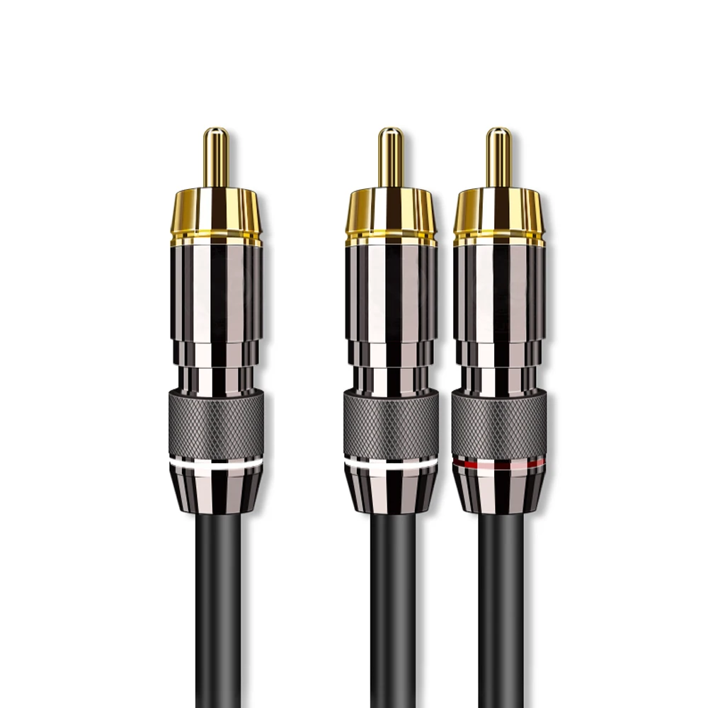 Аудиокабель MOWU 1 RCA на 2 для усилителя сабвуфера динамика DVD ТВ домашнего