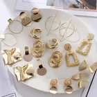 Женские серьги-подвески в винтажном стиле, массивные золотистые металлические серьги геометрической формы, ювелирные украшения, 2020