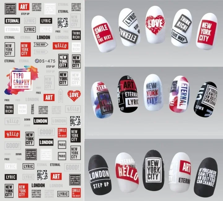 Надписями! Лак для ногтей переводная вода деколь декорации дизайн Наклейка