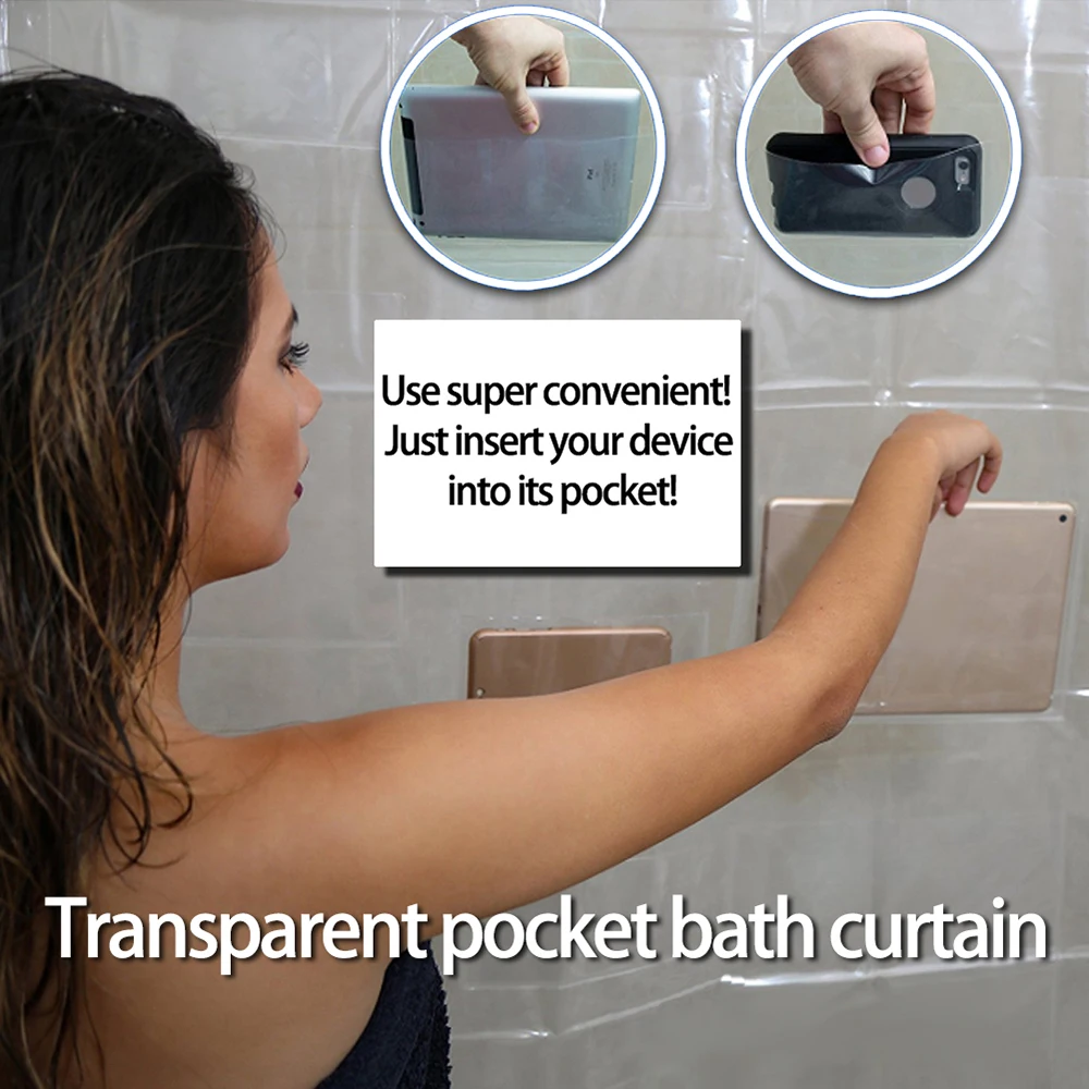 Многофункциональная прозрачная занавеска для душа держатель телефона и