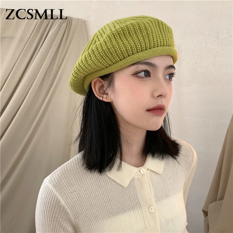 

ZCSMLL женские голубые вязаные элегантные береты Шляпа новая круглая купольная темпераментная модная трендовая универсальная весна осень 2022 TH1366