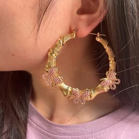 punk rock big bamboo hoop earrings fashion gold silver color crystal butterfly geometric earring for women girl jewelry 2021 new