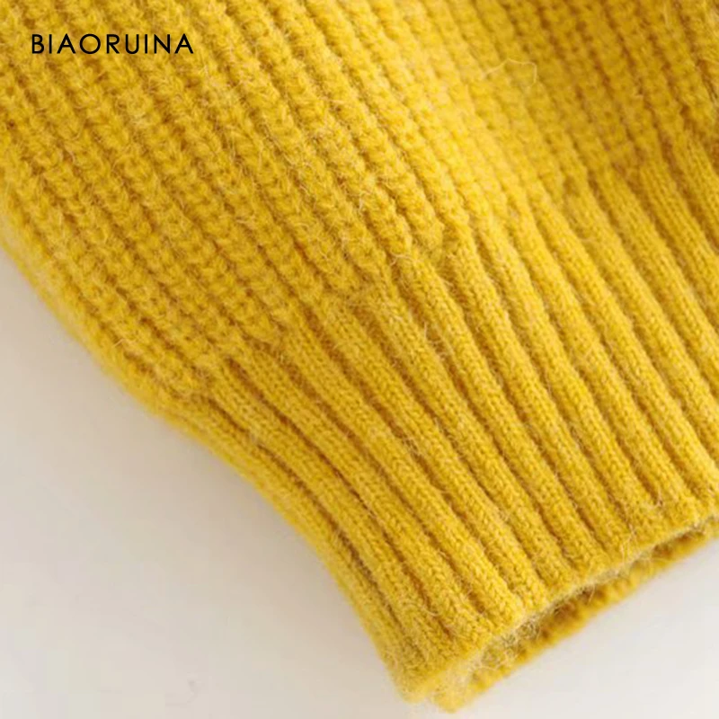 BIAORUINA 3 цвета Женский однотонный Повседневный вязаный свитер женский модный