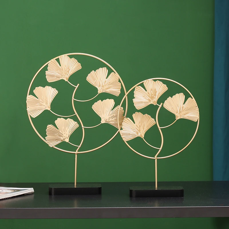 Скандинавская Золотая кованая железная листья гинкго украшение для дома