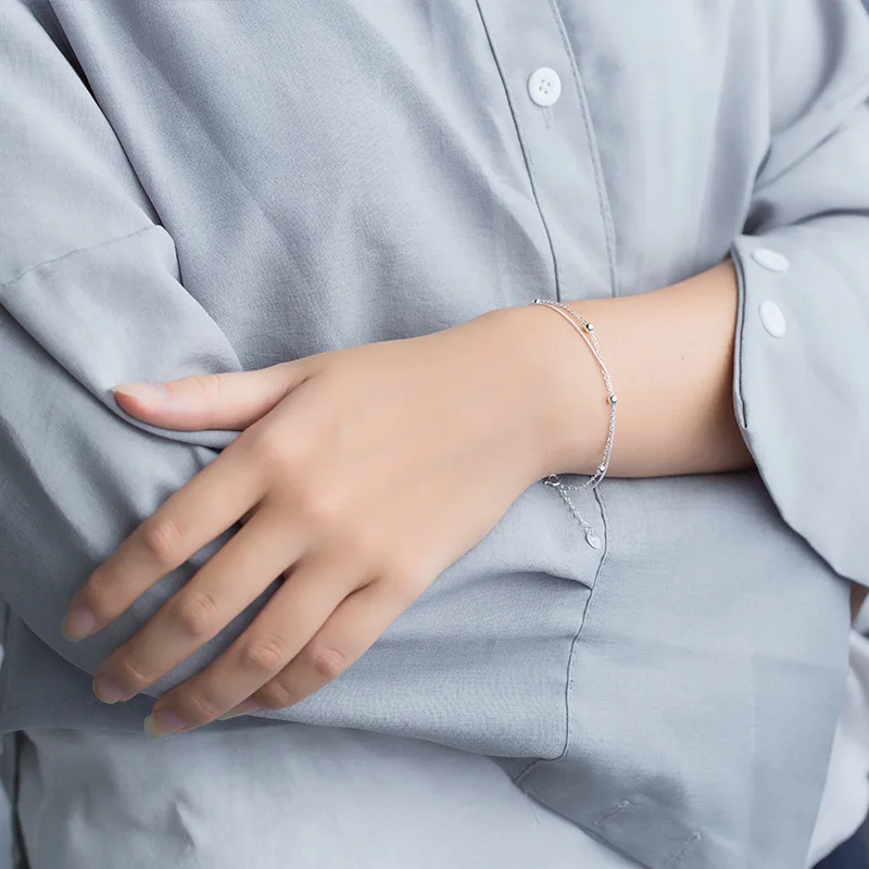 Браслет из серебра 100% пробы с бусинами для женщин|Гибкие и жесткие браслеты| |