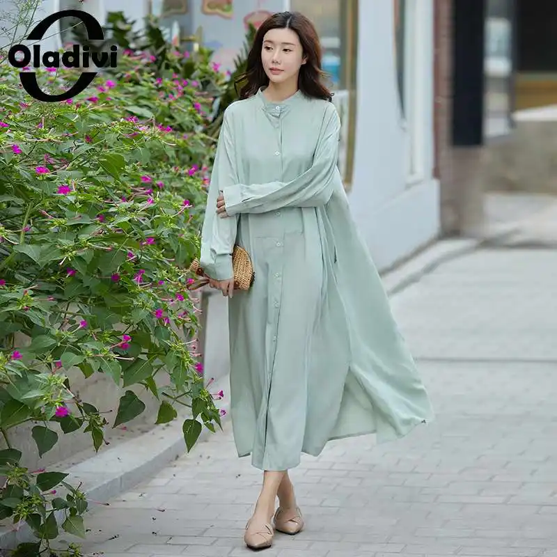 

Oladivi Oversized Women Long Sleeve Shirt Dress Fashion Ladies Autumn New Casual Loose Midi Dresses Tunics Vestidios 6XL 5XL 4XL