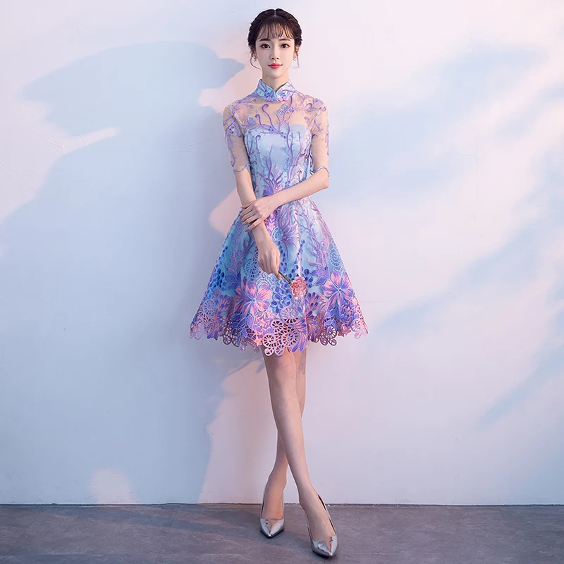 Китайское платье атласное cheongsam винтажное китайское свадебное платье традиционное китайское платье qipao вечернее платье - Цвет: color1