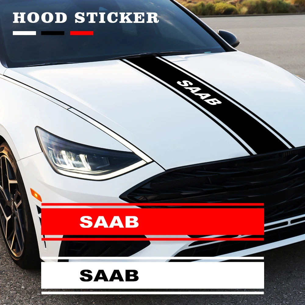 

1 Set 140*23cm 3 Colors Car Hood Cover Decal Engine Cover Sticker For SAAB 9-3 9-5 93 9000 900 9-7 600 99 9-X 97X Turbo X Monst