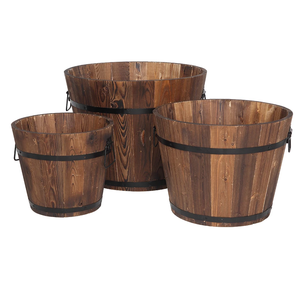 

Outdoor Reinforced And Anticorrosive Wooden Pot Set Of Three VJ-Drop