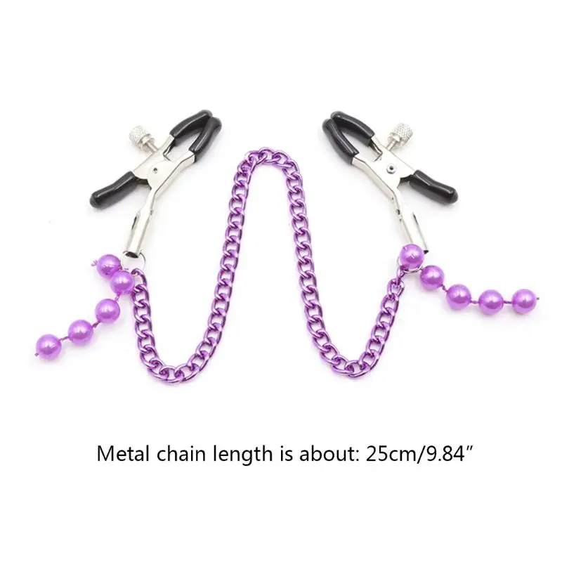 Длинная металлическая цепочка для груди ниппель клипа зажим с фиолетовыми