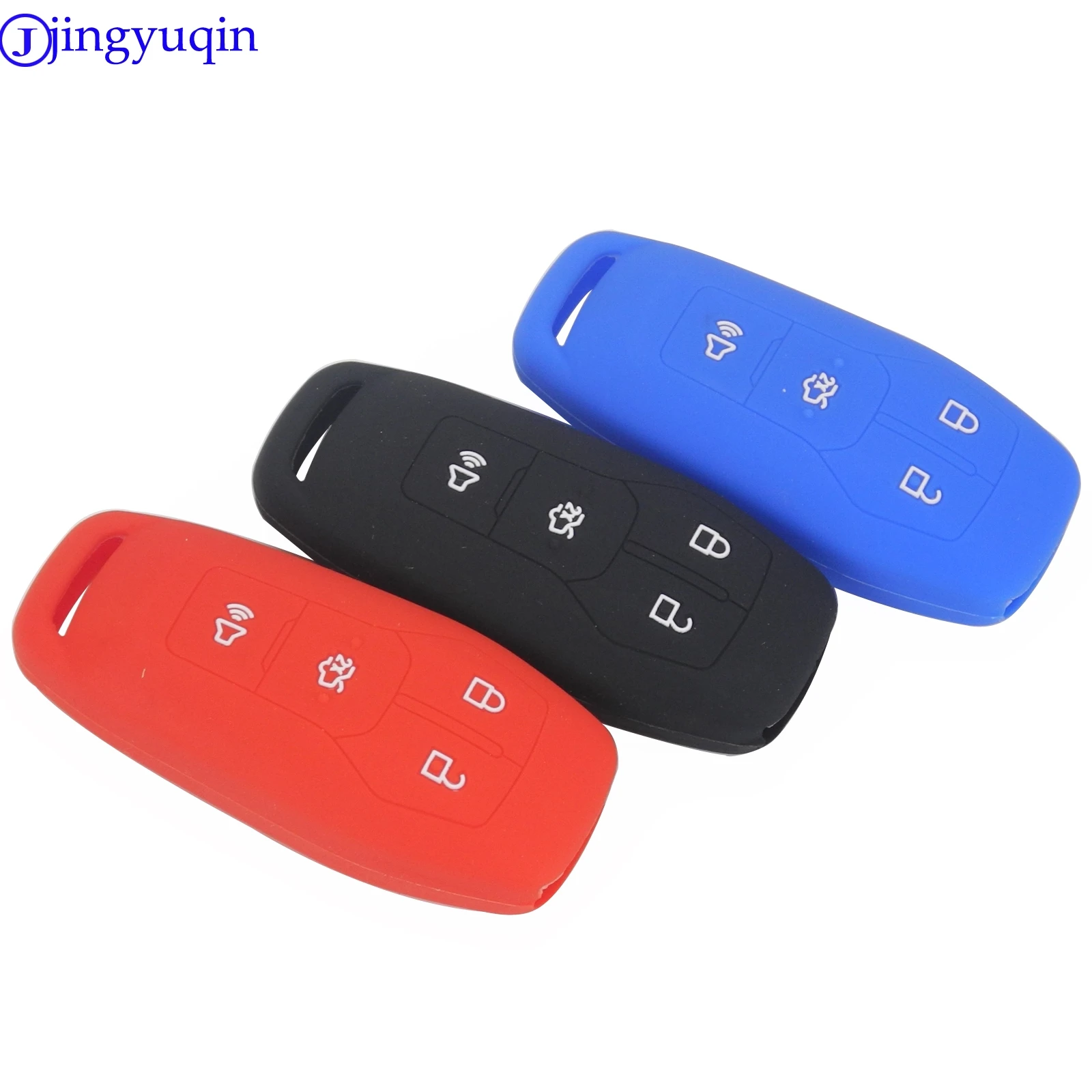 

jingyuqin for Ford MKC MKX MKZ Edge Escape Focus Lincoln Key Case Shell 4buttons Silicone Smart Car Key Case bag Car-styling