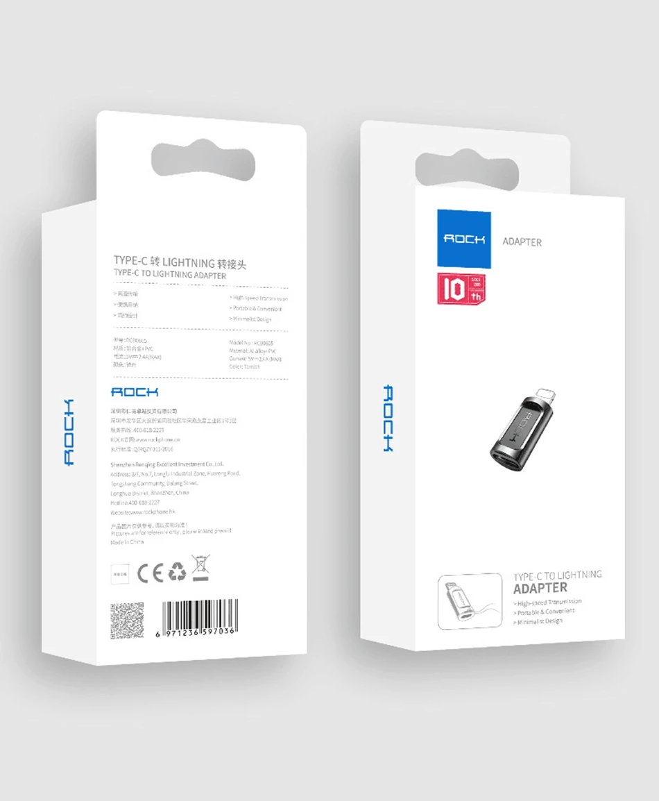 ROCK Type c для освещения мужской телефонный адаптер для iPhone X 8 6 OTG для Lightning to Micro Famale Разветвитель USB C Microusb конвертер